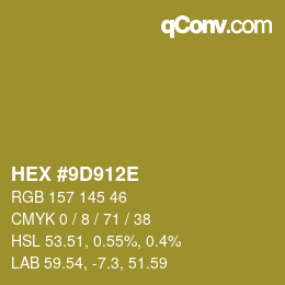 Color code: HEX #9D912E | qconv.com