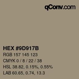 カラーコード: HEX #9D917B | qconv.com
