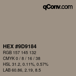 Code couleur: HEX #9D9184 | qconv.com