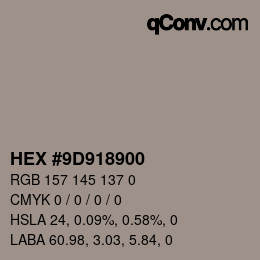 Color code: HEX #9D918900 | qconv.com