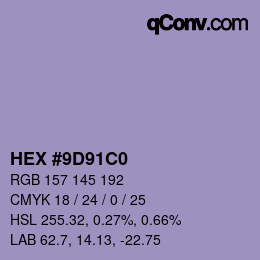 Color code: HEX #9D91C0 | qconv.com