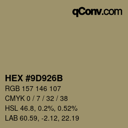 Color code: HEX #9D926B | qconv.com