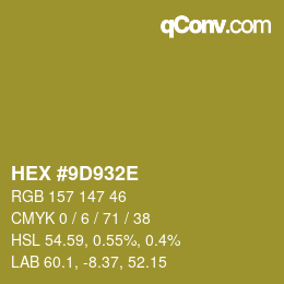 Color code: HEX #9D932E | qconv.com