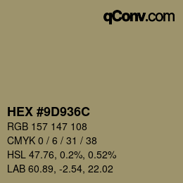 Código de color: HEX #9D936C | qconv.com