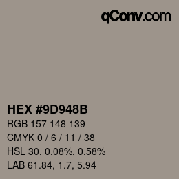 Color code: HEX #9D948B | qconv.com