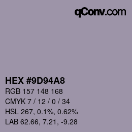 颜色代码: HEX #9D94A8 | qconv.com