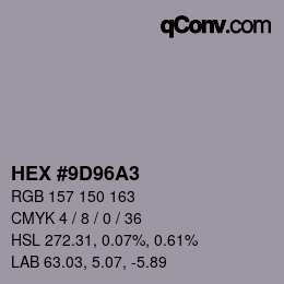 Farbcode: HEX #9D96A3 | qconv.com