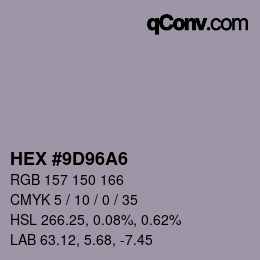颜色代码: HEX #9D96A6 | qconv.com
