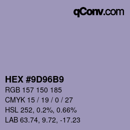 Color code: HEX #9D96B9 | qconv.com