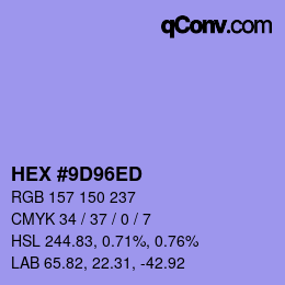 カラーコード: HEX #9D96ED | qconv.com