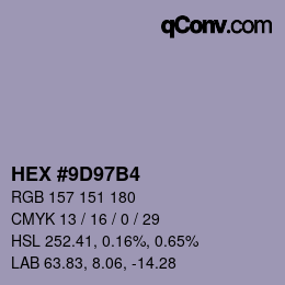 颜色代码: HEX #9D97B4 | qconv.com