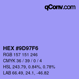 Color code: HEX #9D97F6 | qconv.com