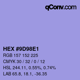 颜色代码: HEX #9D98E1 | qconv.com