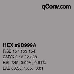 颜色代码: HEX #9D999A | qconv.com