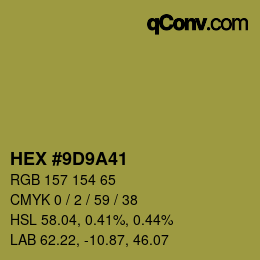 Color code: HEX #9D9A41 | qconv.com