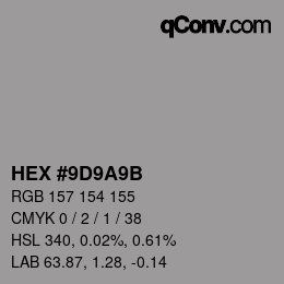 Color code: HEX #9D9A9B | qconv.com