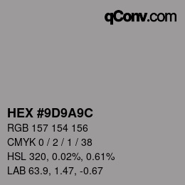 Color code: HEX #9D9A9C | qconv.com