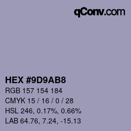 Color code: HEX #9D9AB8 | qconv.com