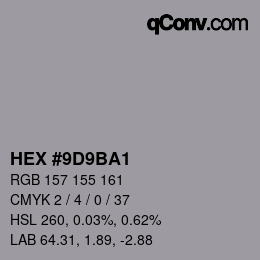 Color code: HEX #9D9BA1 | qconv.com