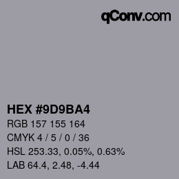 Color code: HEX #9D9BA4 | qconv.com