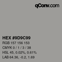 Color code: HEX #9D9C99 | qconv.com