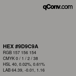 Color code: HEX #9D9C9A | qconv.com