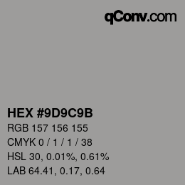 Color code: HEX #9D9C9B | qconv.com