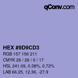 Color code: HEX #9D9CD3 | qconv.com