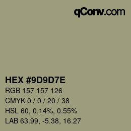 Color code: HEX #9D9D7E | qconv.com