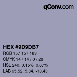 Color code: HEX #9D9DB7 | qconv.com