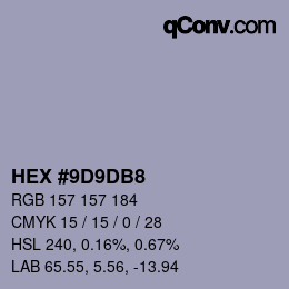 Color code: HEX #9D9DB8 | qconv.com