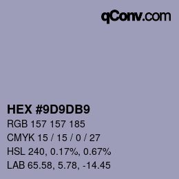 Color code: HEX #9D9DB9 | qconv.com