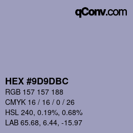 カラーコード: HEX #9D9DBC | qconv.com