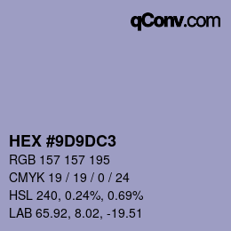 Código de color: HEX #9D9DC3 | qconv.com