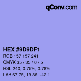 Color code: HEX #9D9DF1 | qconv.com