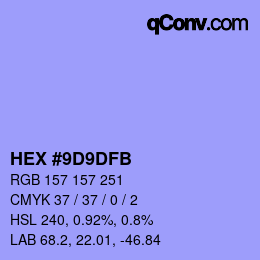 Color code: HEX #9D9DFB | qconv.com