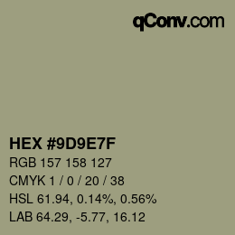 Farbcode: HEX #9D9E7F | qconv.com