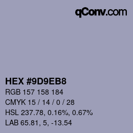 Código de color: HEX #9D9EB8 | qconv.com