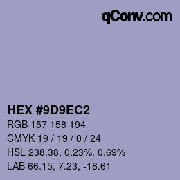 Color code: HEX #9D9EC2 | qconv.com