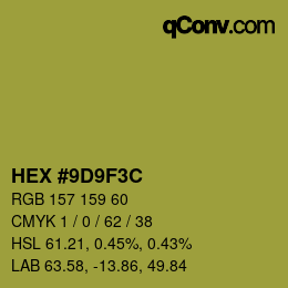 カラーコード: HEX #9D9F3C | qconv.com