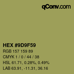 Color code: HEX #9D9F59 | qconv.com