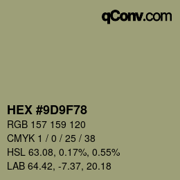 Color code: HEX #9D9F78 | qconv.com