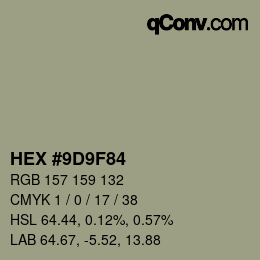 Color code: HEX #9D9F84 | qconv.com