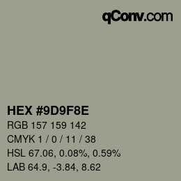 カラーコード: HEX #9D9F8E | qconv.com