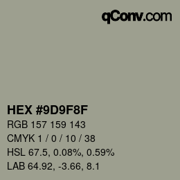 Color code: HEX #9D9F8F | qconv.com