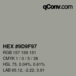 Color code: HEX #9D9F97 | qconv.com