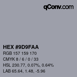 Código de color: HEX #9D9FAA | qconv.com