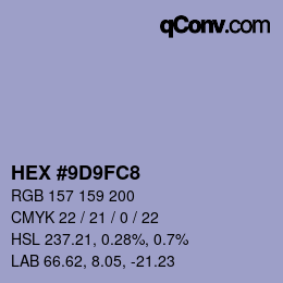 Farbcode: HEX #9D9FC8 | qconv.com