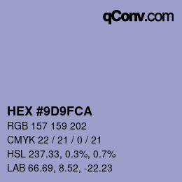 颜色代码: HEX #9D9FCA | qconv.com