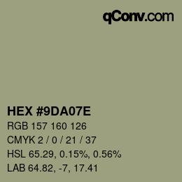 Farbcode: HEX #9DA07E | qconv.com